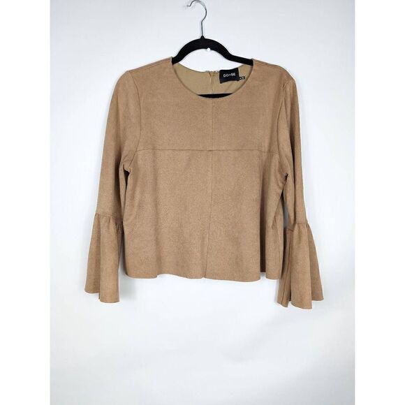 DO + BE bell ruffled sleeve faux suede Medium - Picture 1 of 6